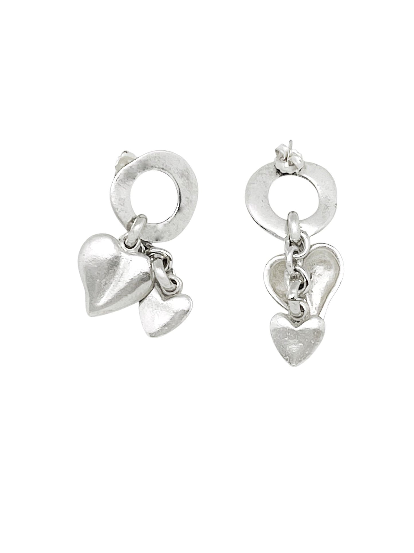 Pendiente cascada corazón en plata chapado