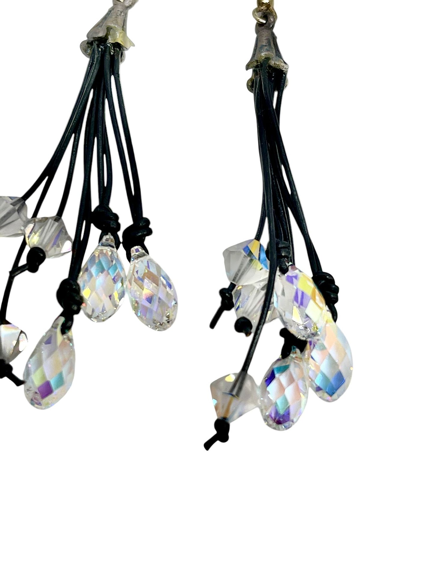 Pendiente Caleido2 en cuero y cristal Sw