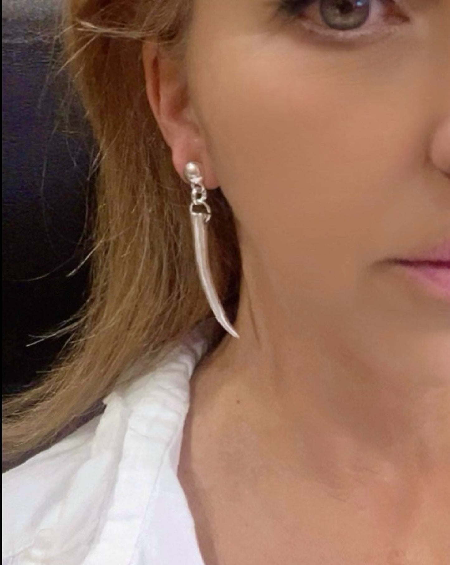 Pendiente Cusp en plata chapado . 6cm