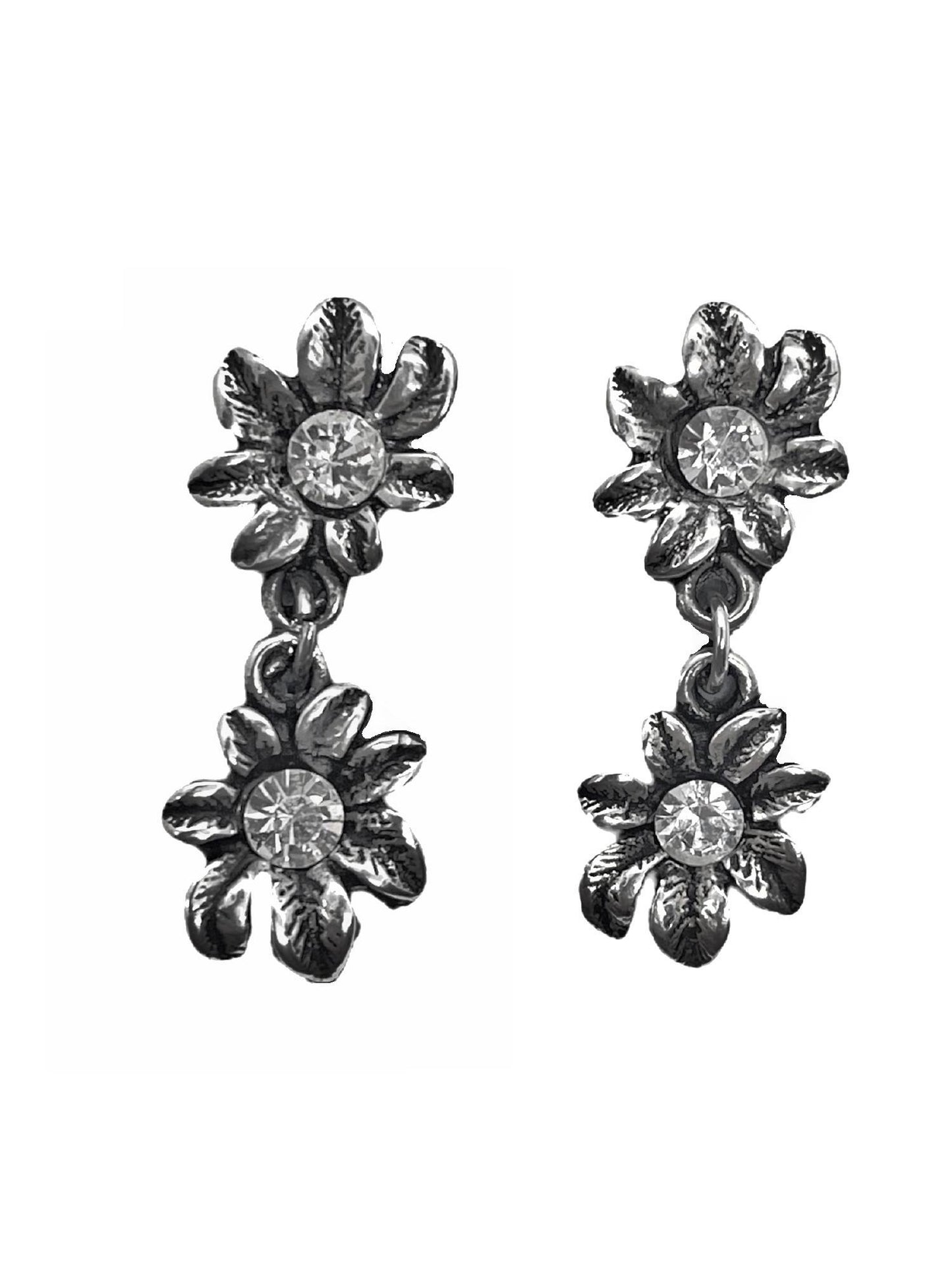 Pendente doble flor con cristal de Sw en cristal