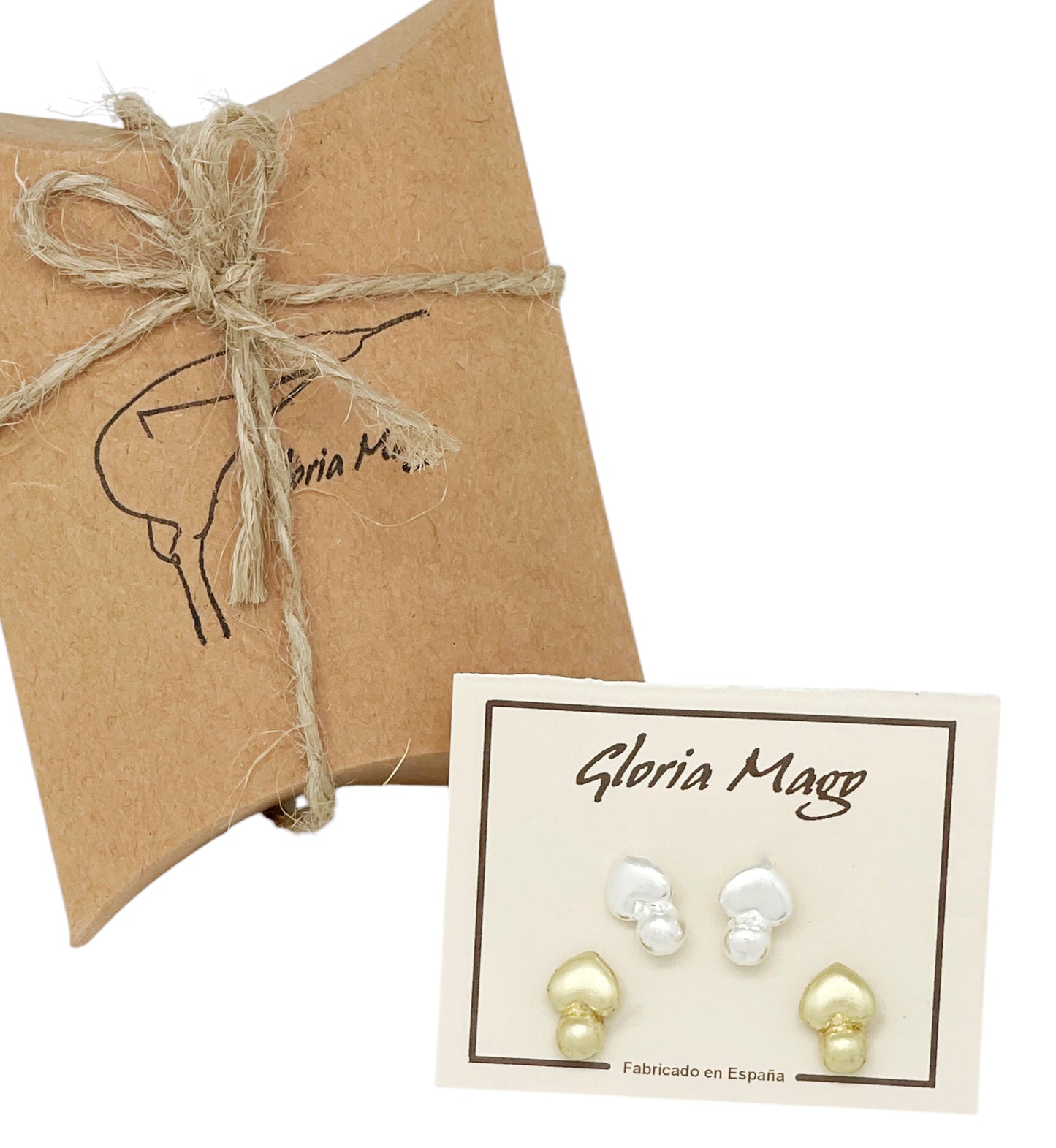 Pack de pendientes corazón mini en plata 10µ y dorado