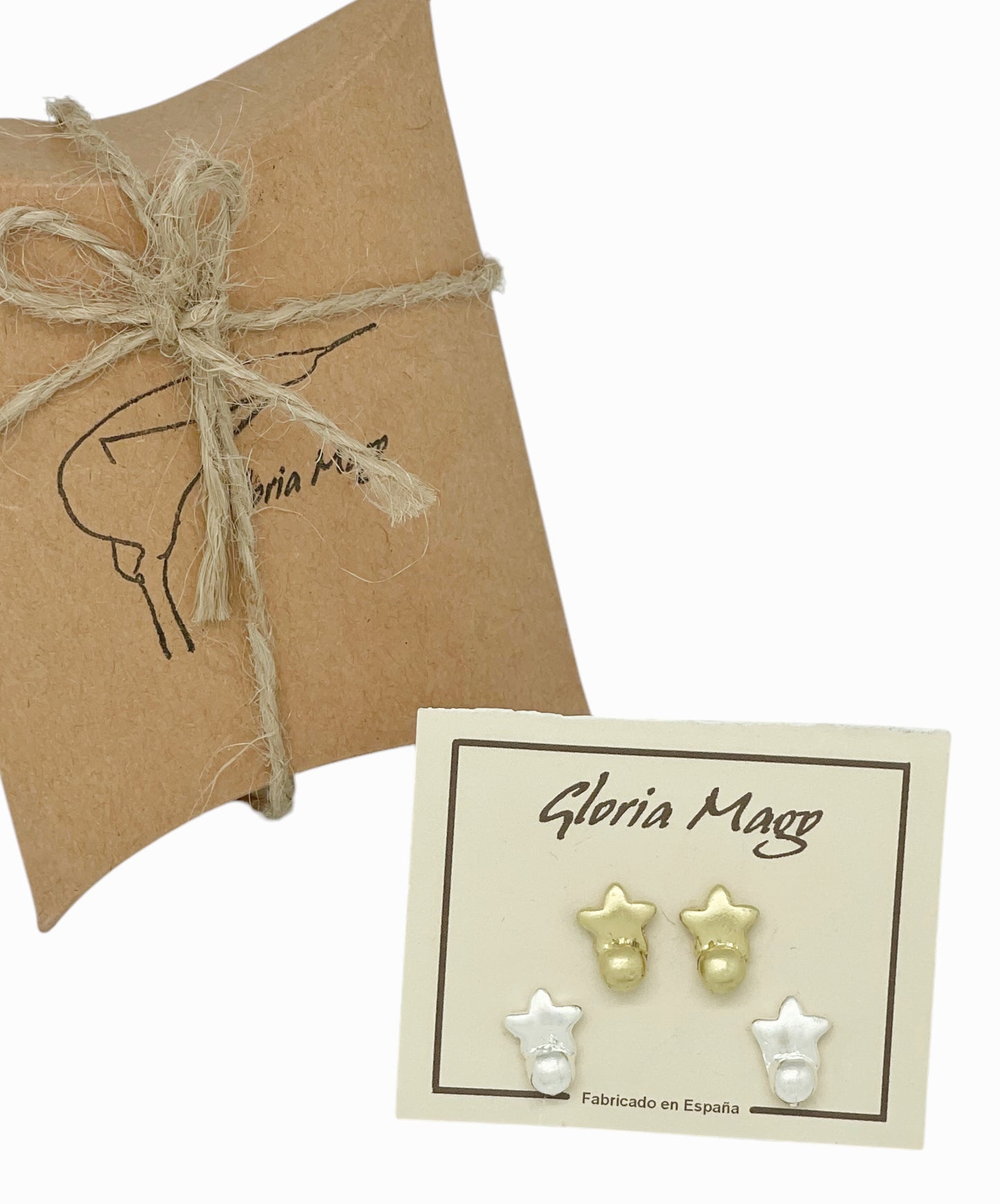 Pack de pendientes estrella mini en plata 10µ y dorado