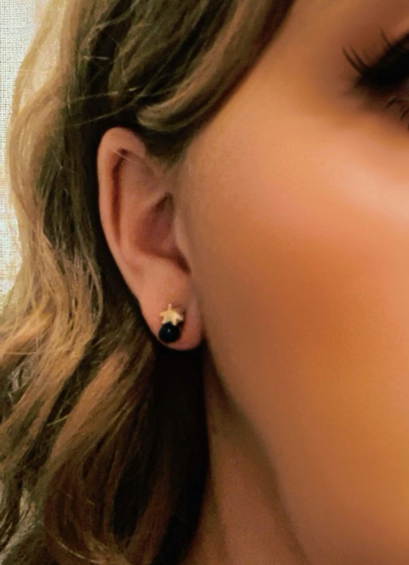 Pack de pendientes flor mini con bolita en plata 10µ y dorado