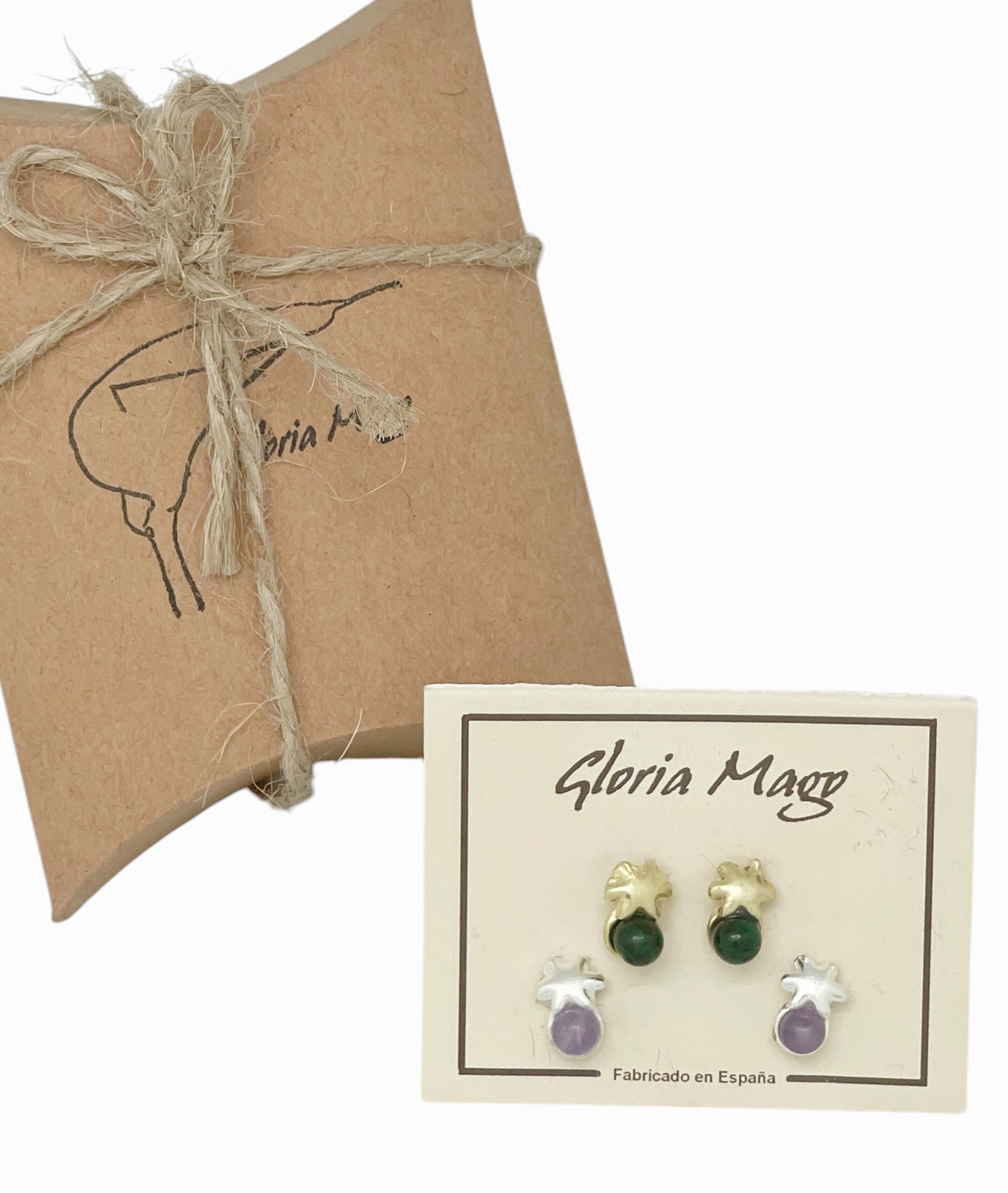 Pack de pendientes flor mini con bolita en plata 10µ y dorado