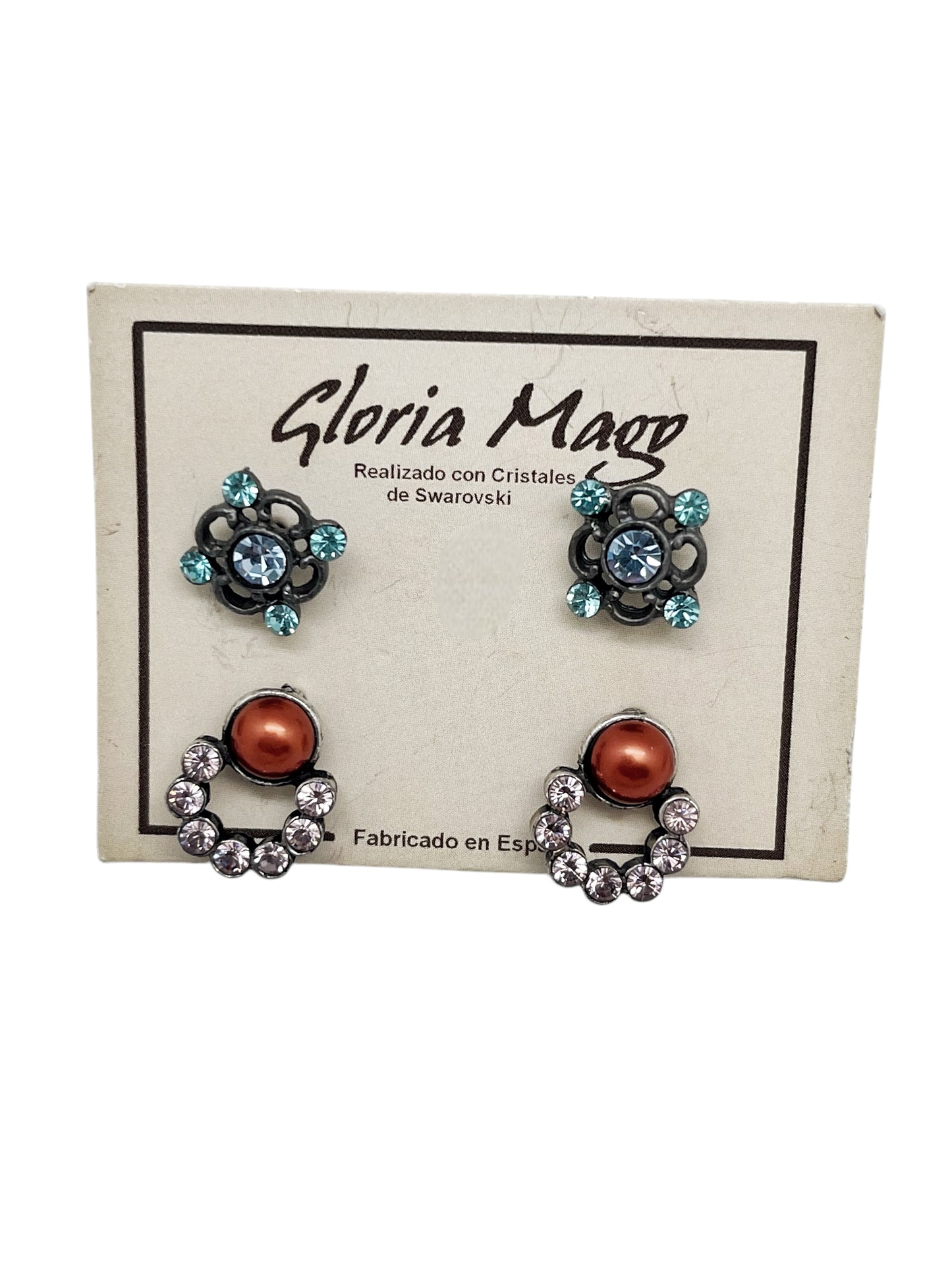 Pack 2 pares pendientes cristal SW y plata 10µ. C1