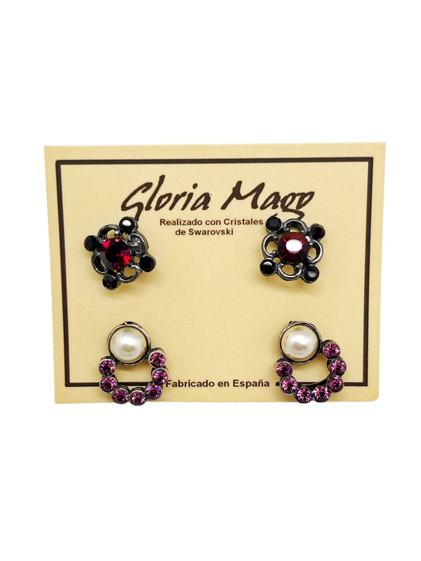 Pack 2 pares pendientes cristal SW y plata 10µ. C1