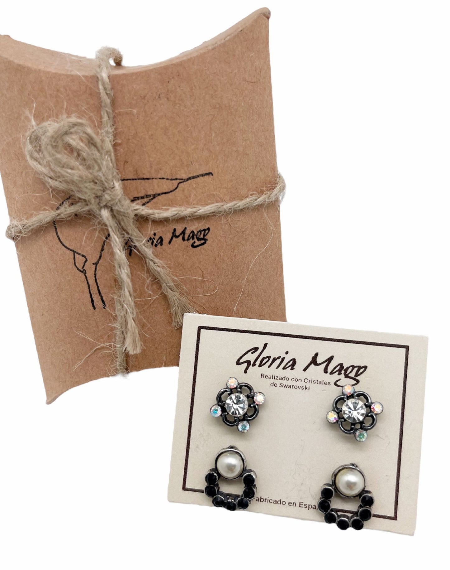 Pack 2 pares pendientes cristal SW y plata 10µ. C1