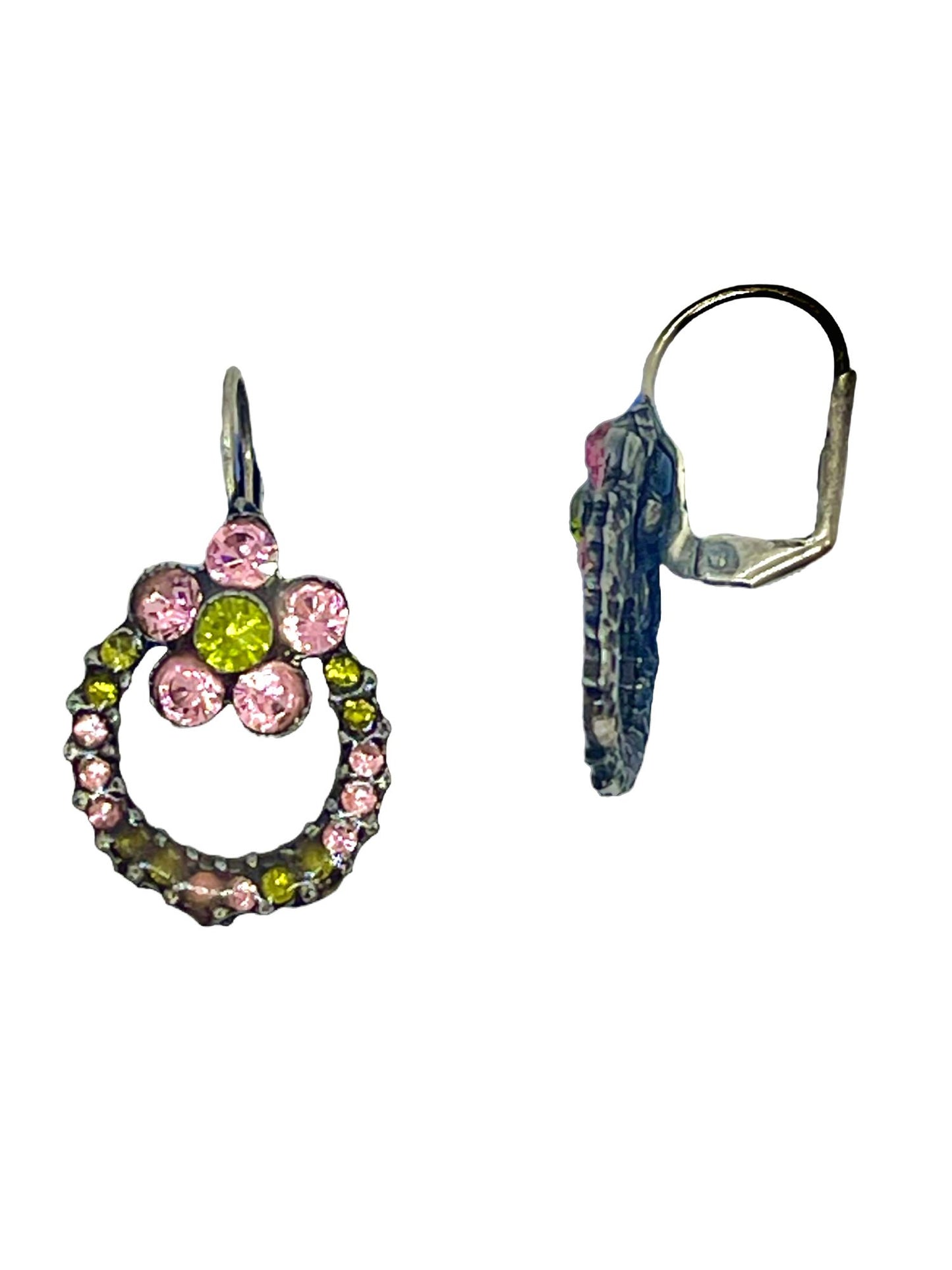 Pendiente Flor y aro en cristal Sw mix