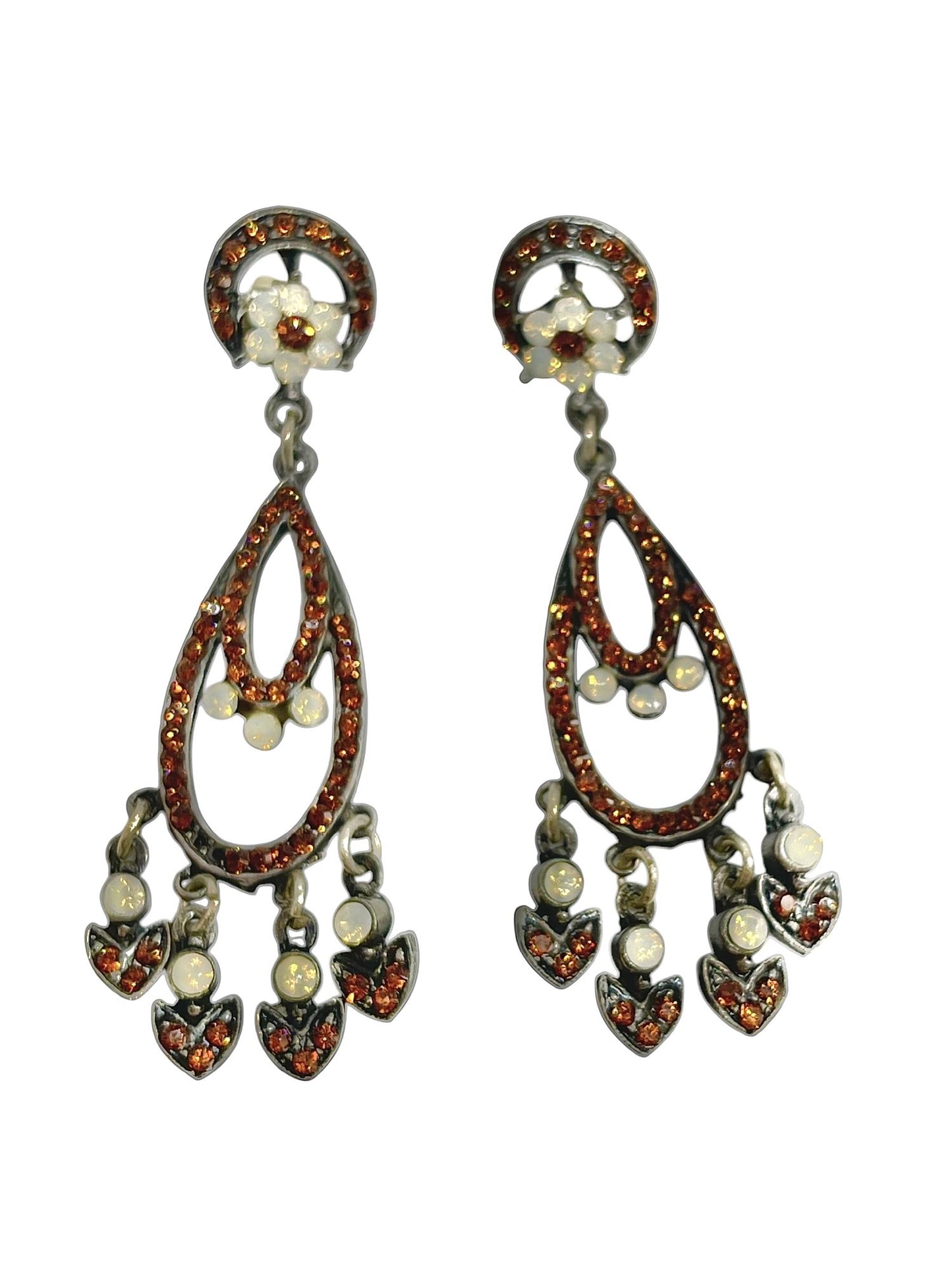 Pendiente largo multicristal Sw y plata 925 10µ T4