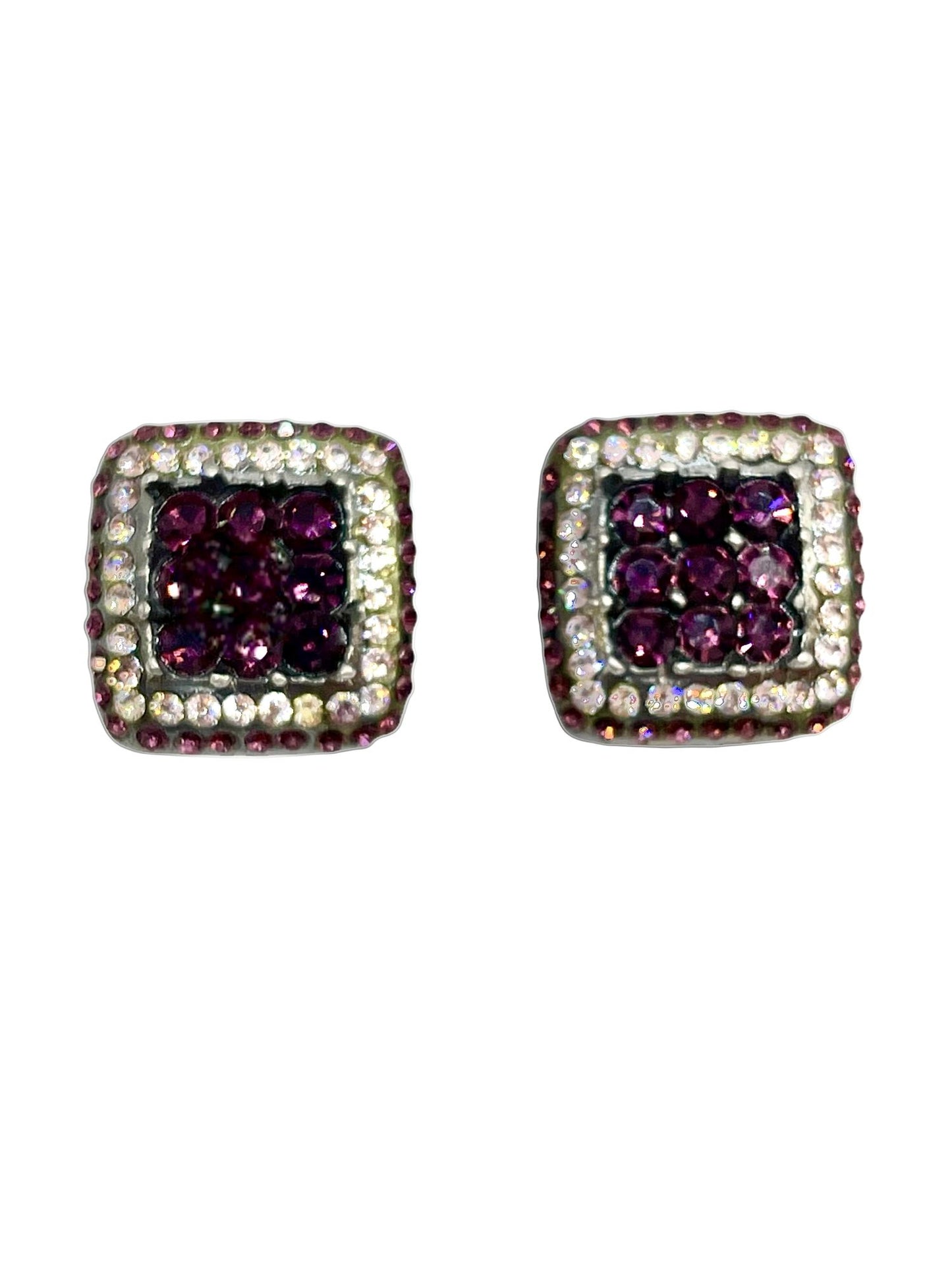 Pendiente clip multicristal Sw y plata 925 10µ