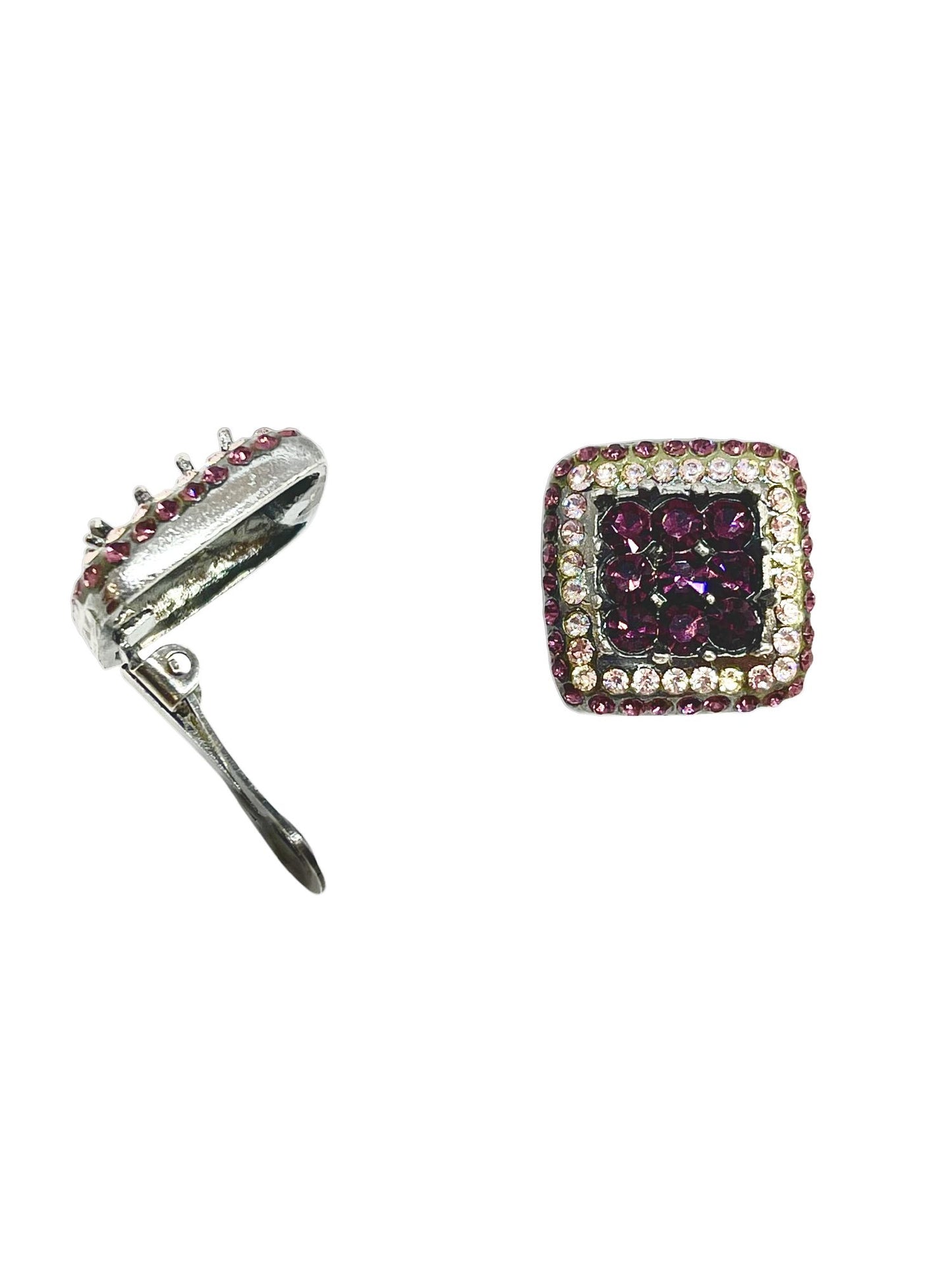 Pendiente clip multicristal Sw y plata 925 10µ