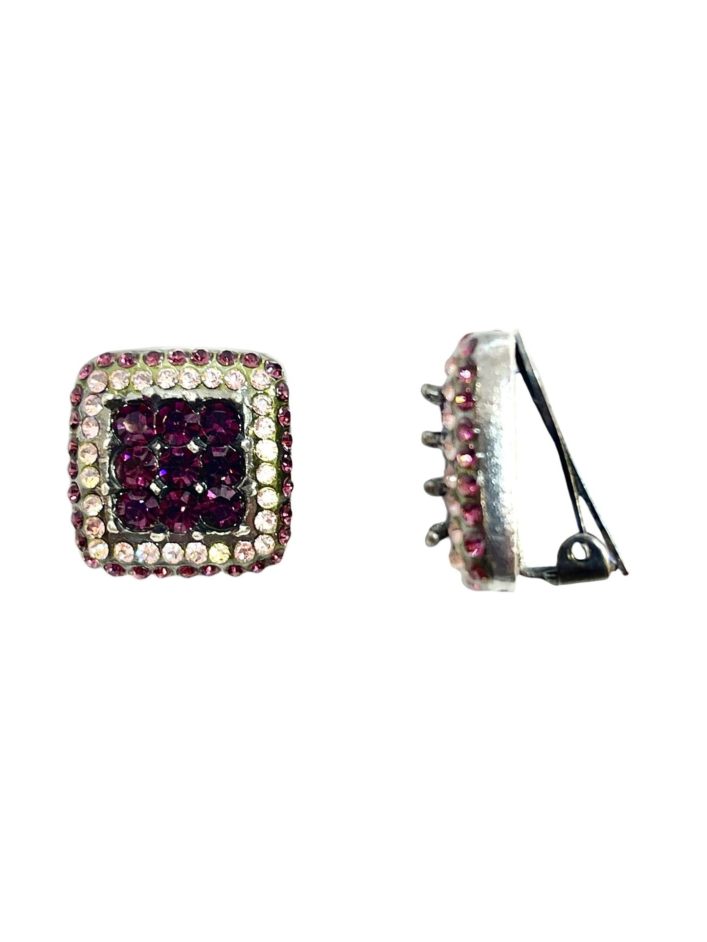 Pendiente clip multicristal Sw y plata 925 10µ