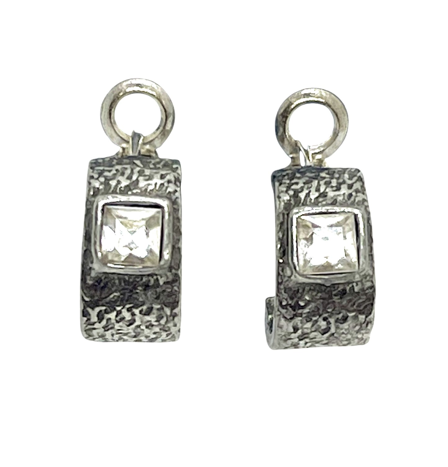 Pendiente aro plata 10µ con Sw 4x4 cristal