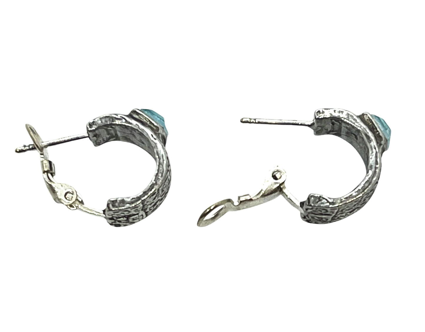 Pendiente aro plata 10µ con Sw 4x4 azul