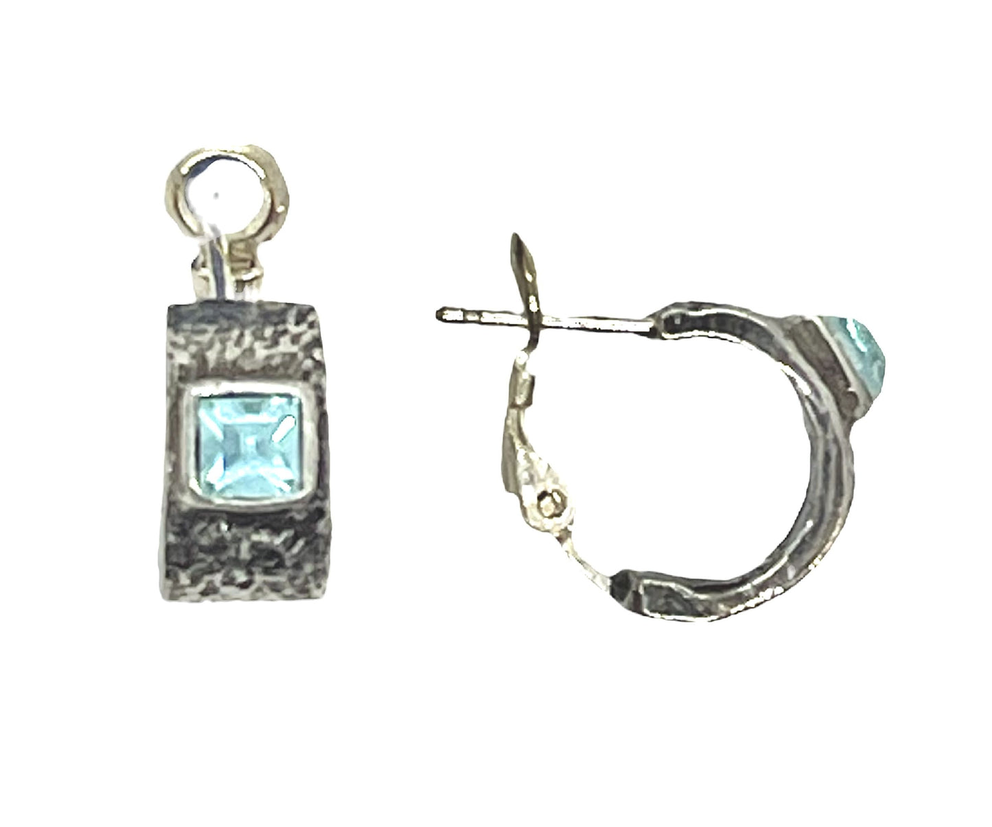 Pendiente aro plata 10µ con Sw 4x4 azul