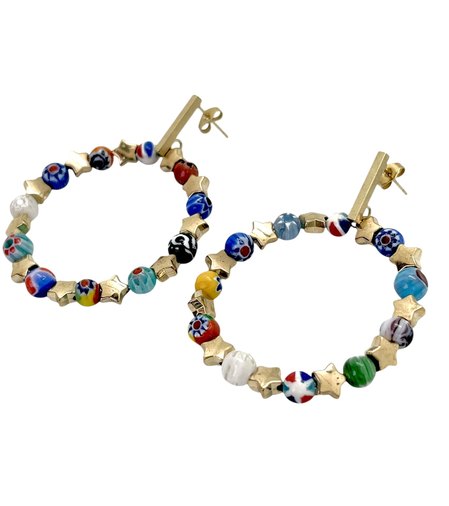 Pendiente aro Talisman de Luz en dorado multicolor