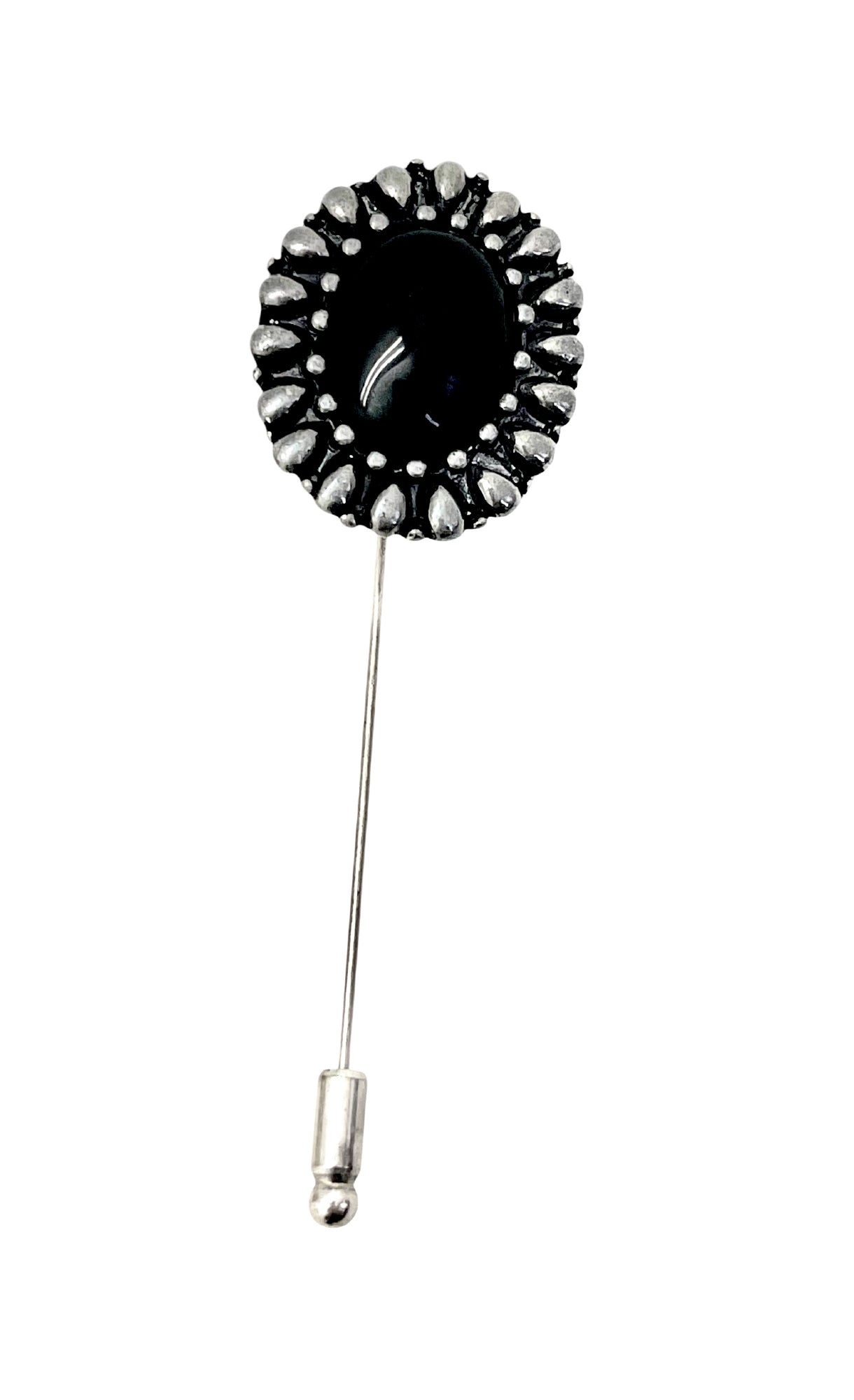 Broche-Alfiler Camafeo negro plata vintage 10µ