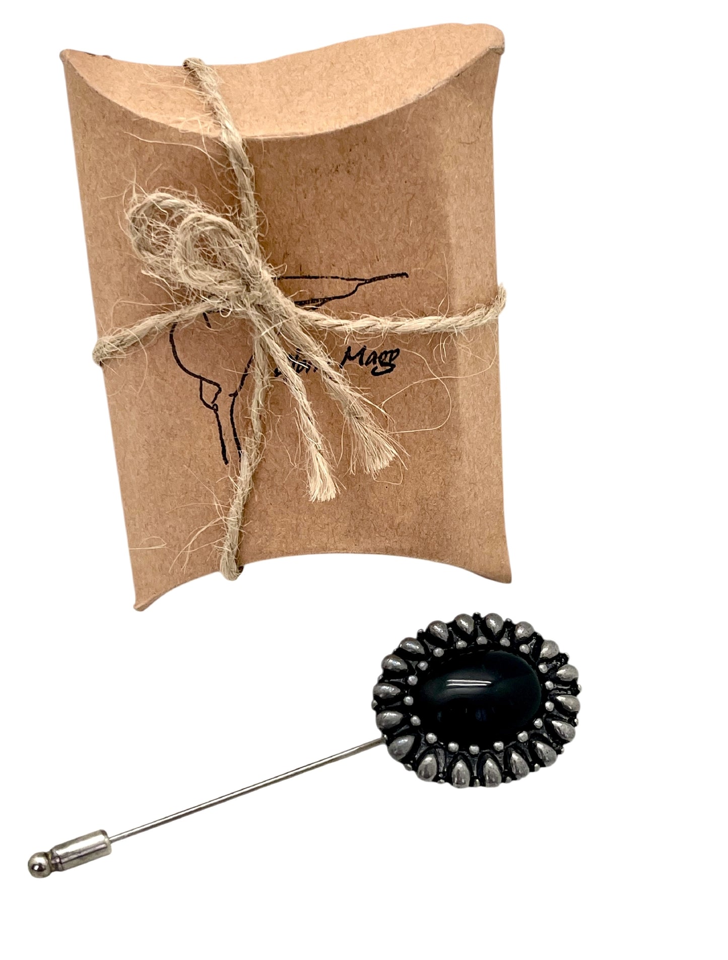Broche-Alfiler Camafeo negro plata vintage 10µ