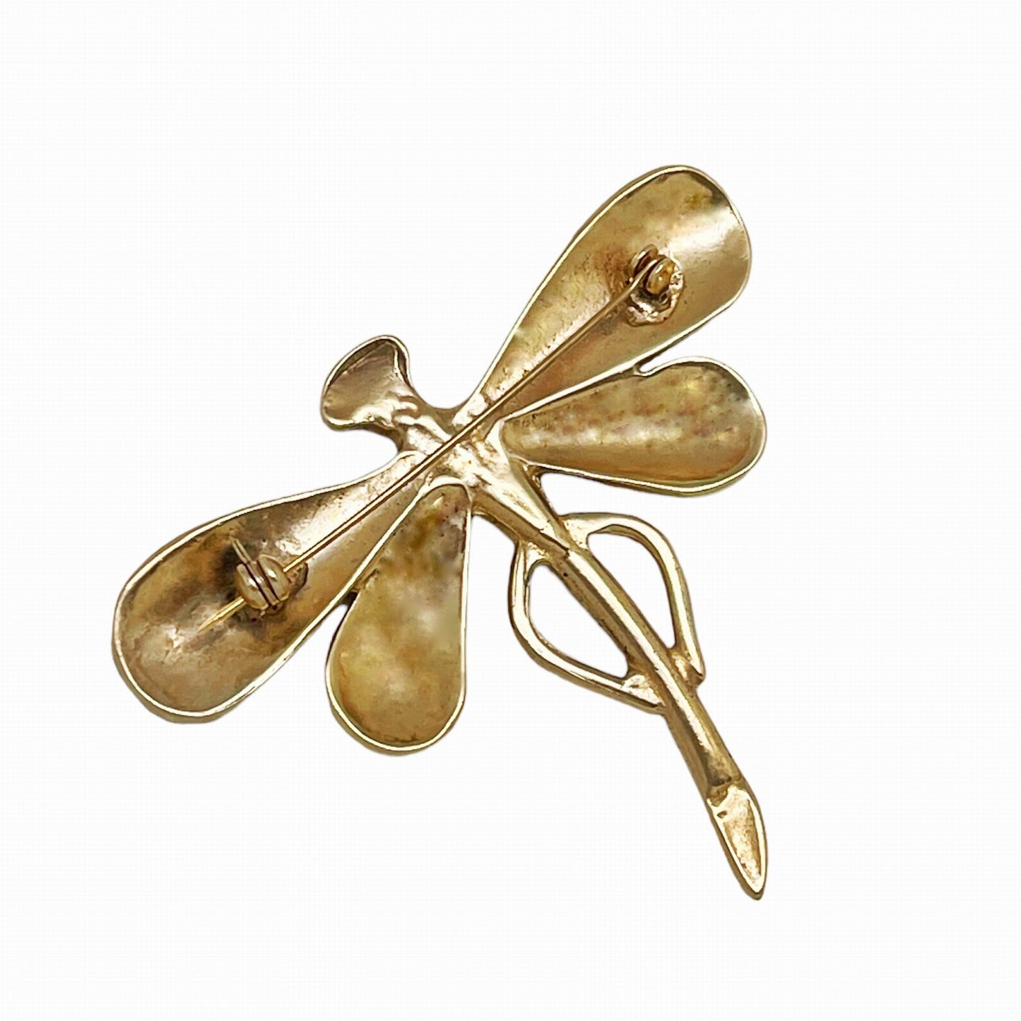 Broche libélula dorado zamak chapado 6.5x8 cm