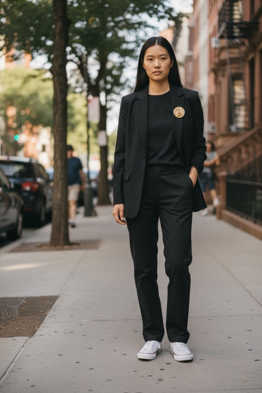 Broche Señales en dorado chapado-latón diseño Gloria Mago vintage