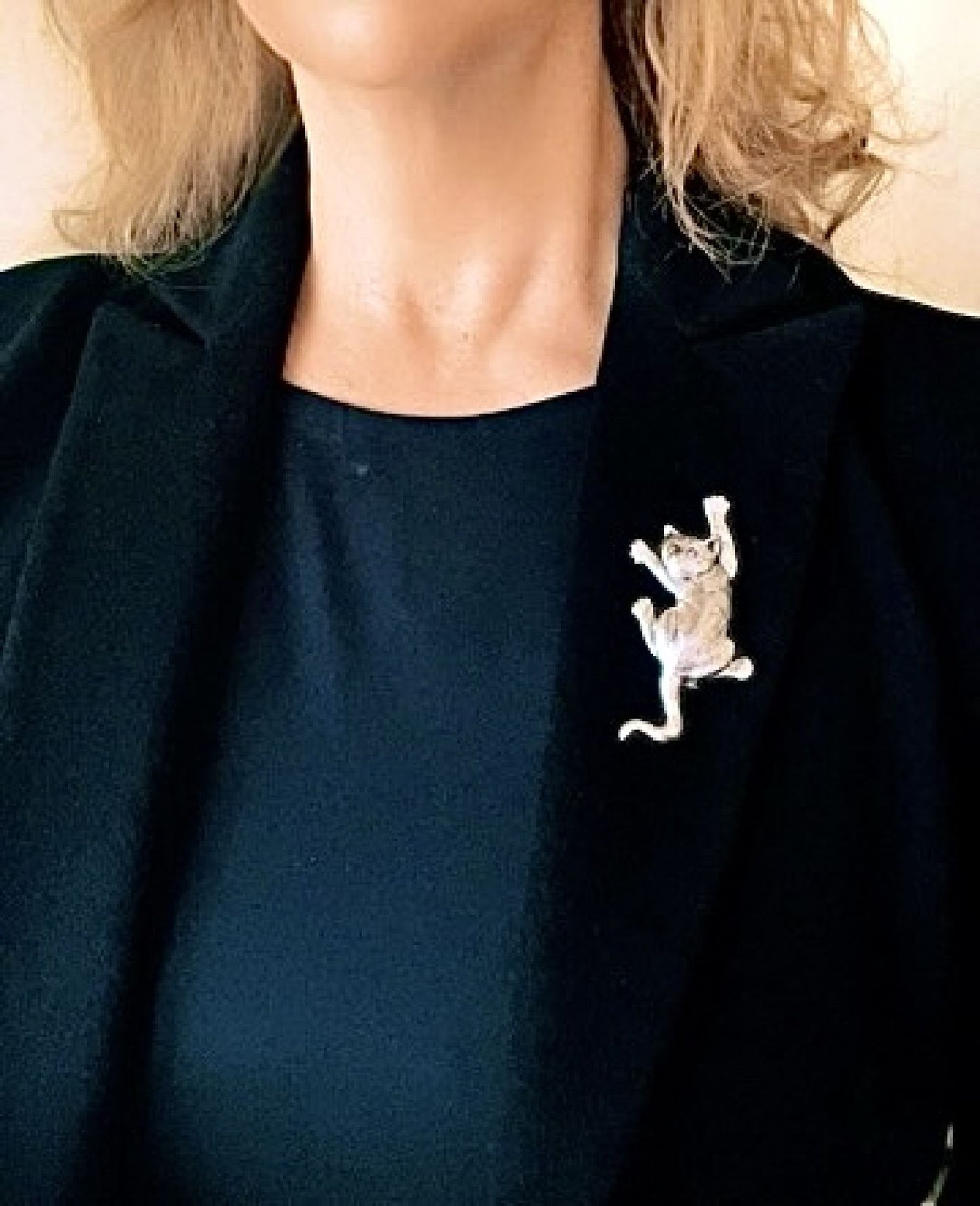 Broche Gato plata 925 10µ envejecido