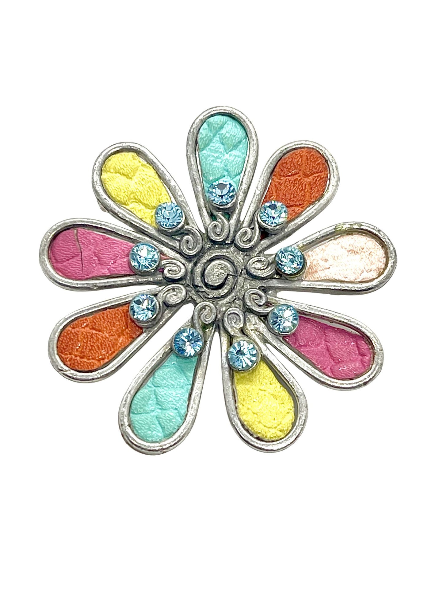 Broche Multicolor margarita cristal Sw y plata 10µ