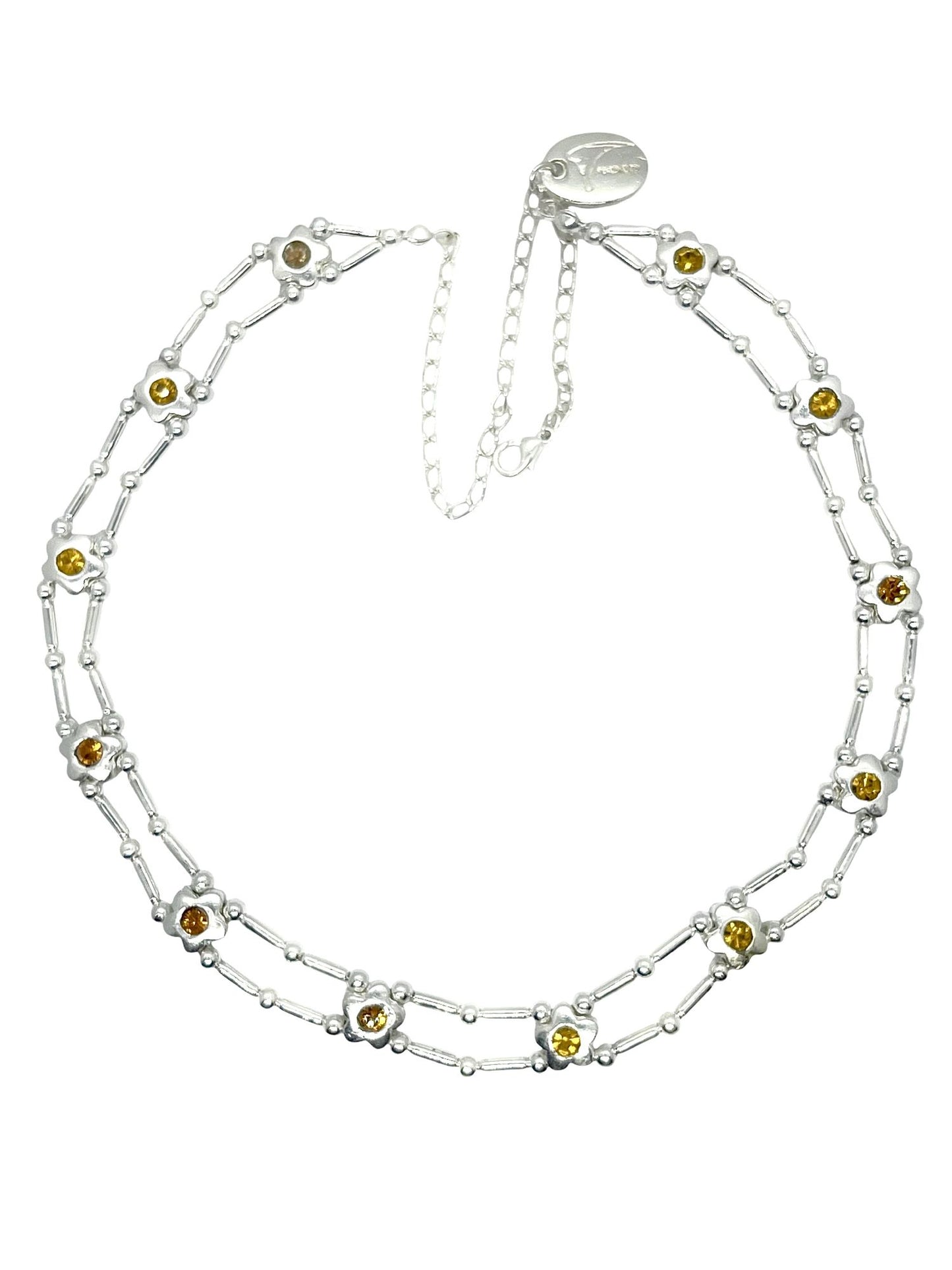 Gargantilla flores Sw en topaz plata 10µ