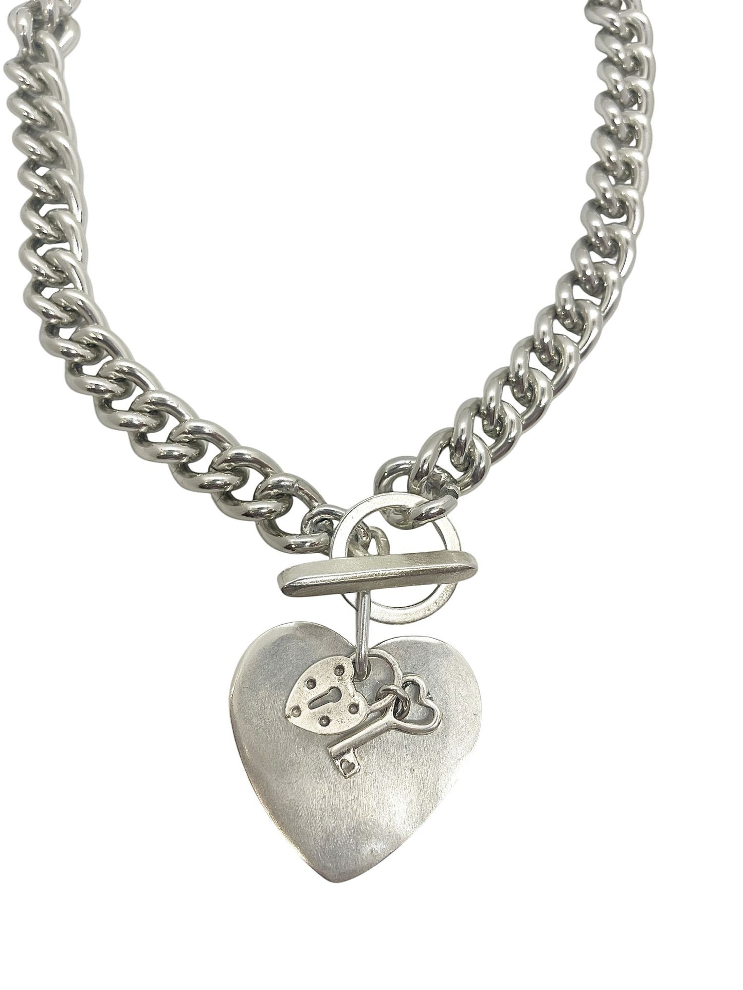 Gargantilla doble perla y cadena con cascada corazón en plata
