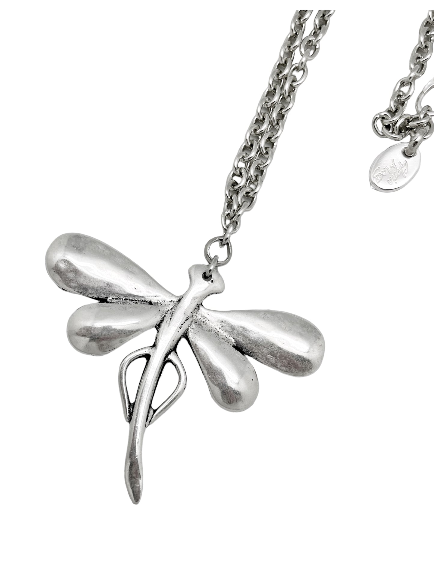 Collar largo Dragonfly en plata chapado 80cm