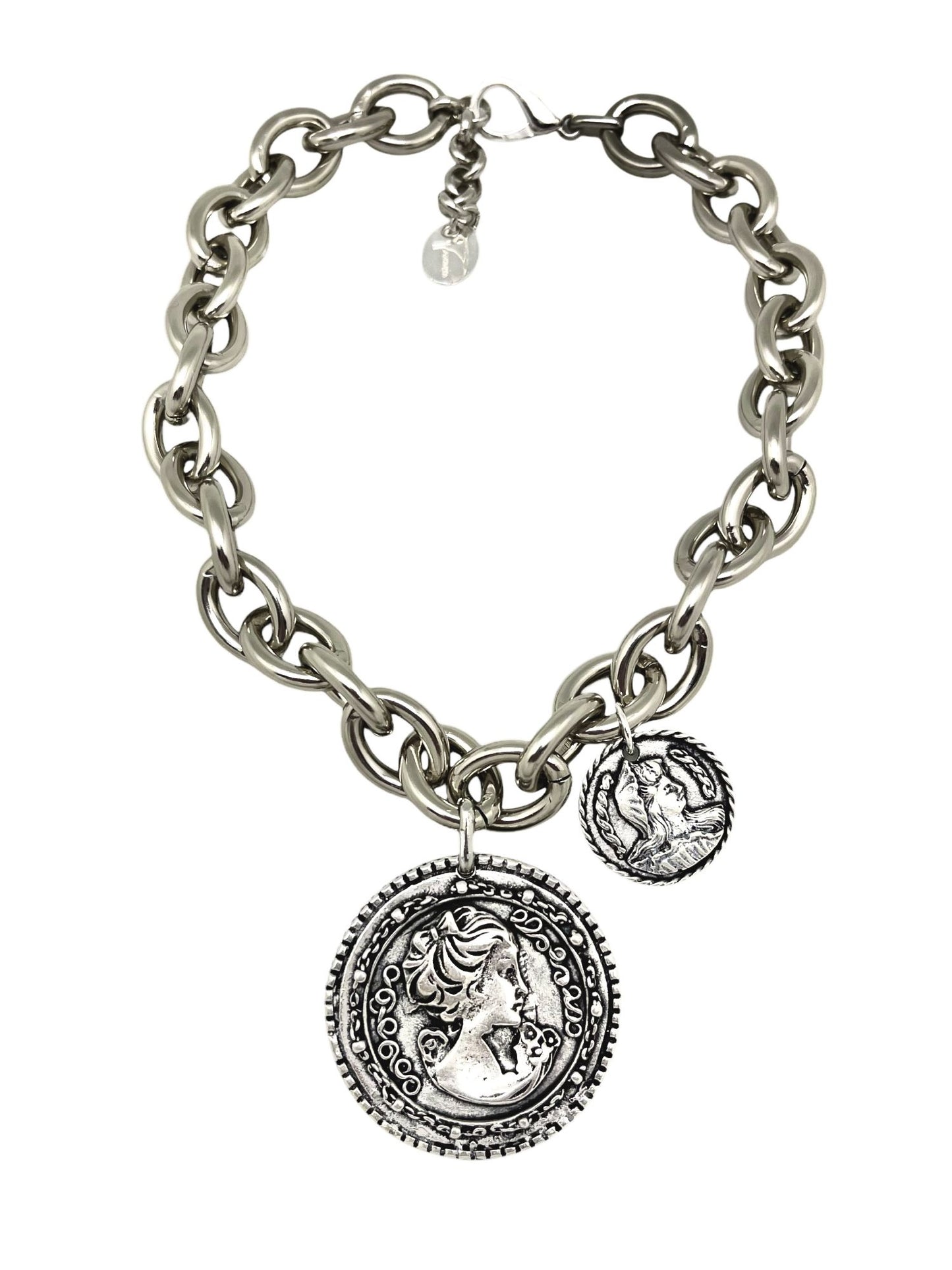 Collar plata 10µ doble moneda irregular