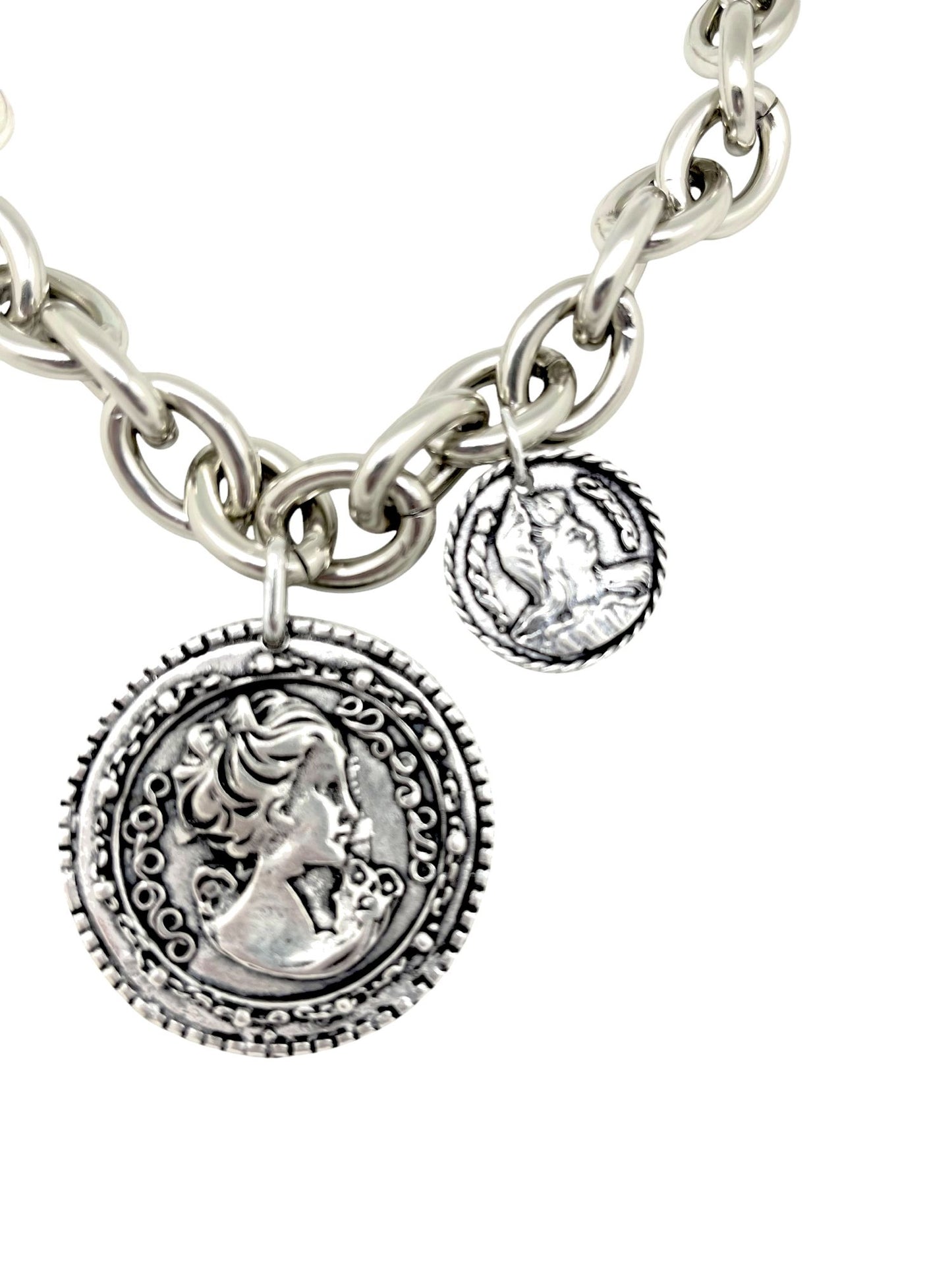 Collar plata 10µ doble moneda irregular