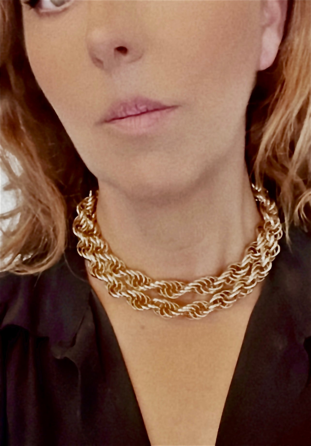 Collar multiposición a 80cm en cadena de aluminio dorado muktilinks