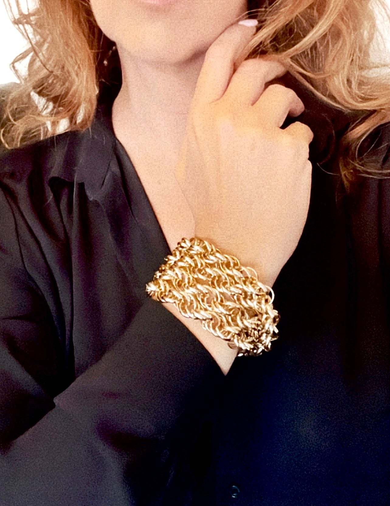 Collar multiposición a 80cm en cadena de aluminio dorado muktilinks