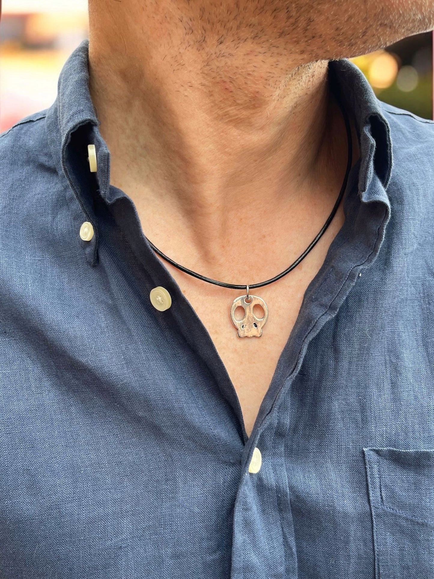 Collar Skull_Pq en negro y plata chapado