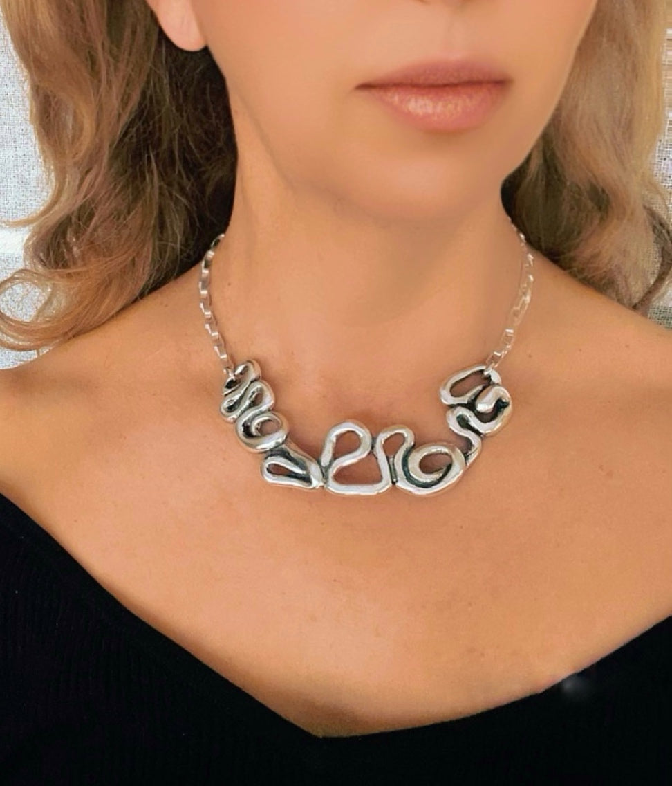 Collar Enredo en plata 10µ con cadena chapada