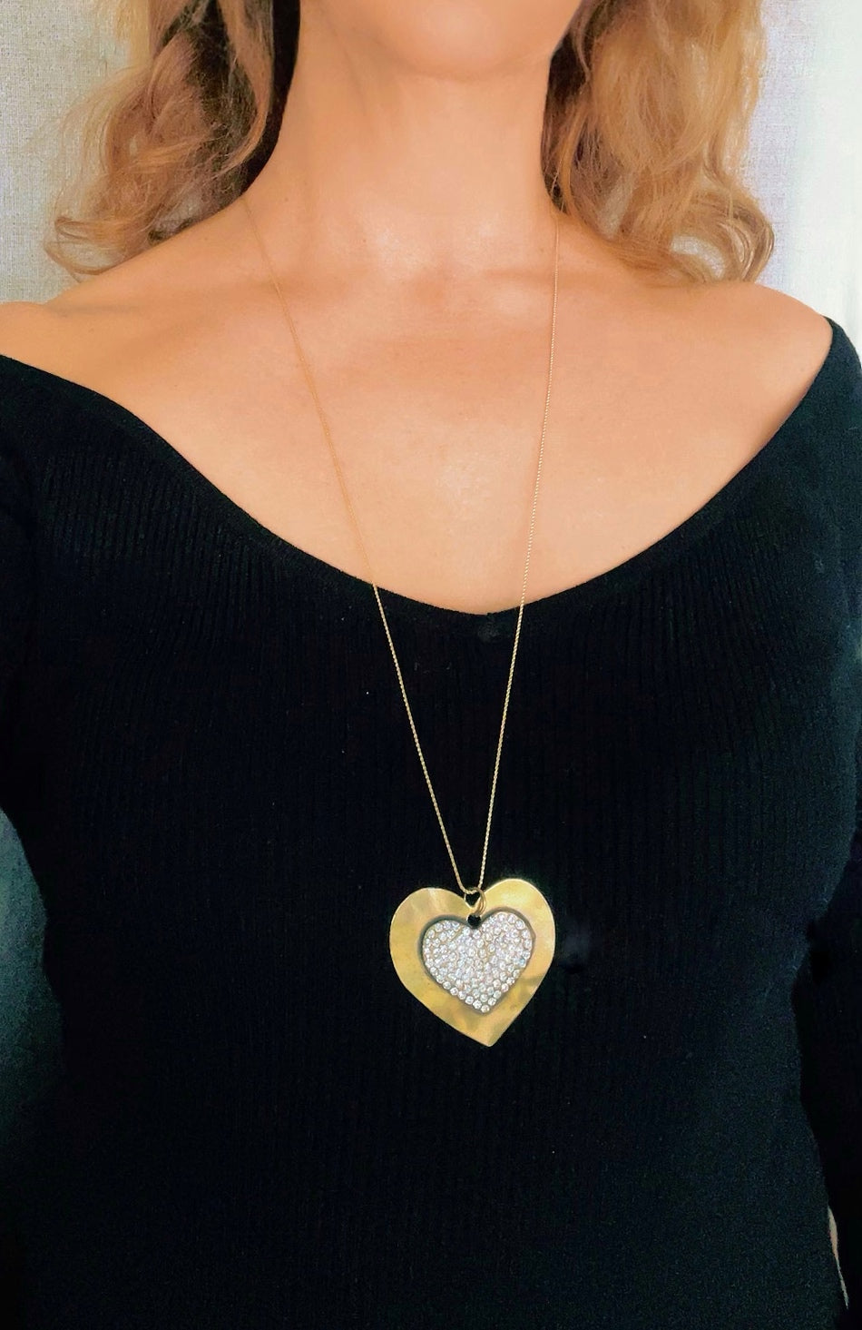 Collar largo Corazón en dorado Cristal SW