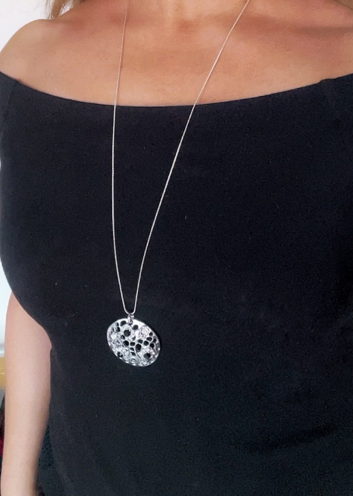 Collar largo Garden Opal&Black plata 10µ