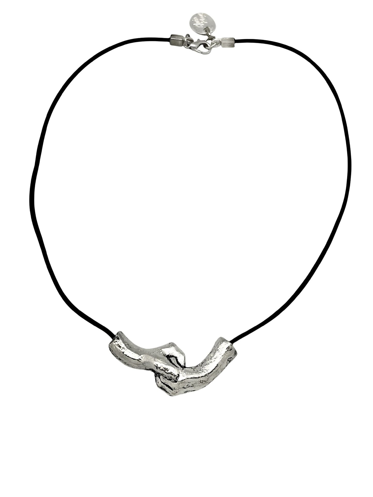 Collar unión plata 925 10µ y cuero negro