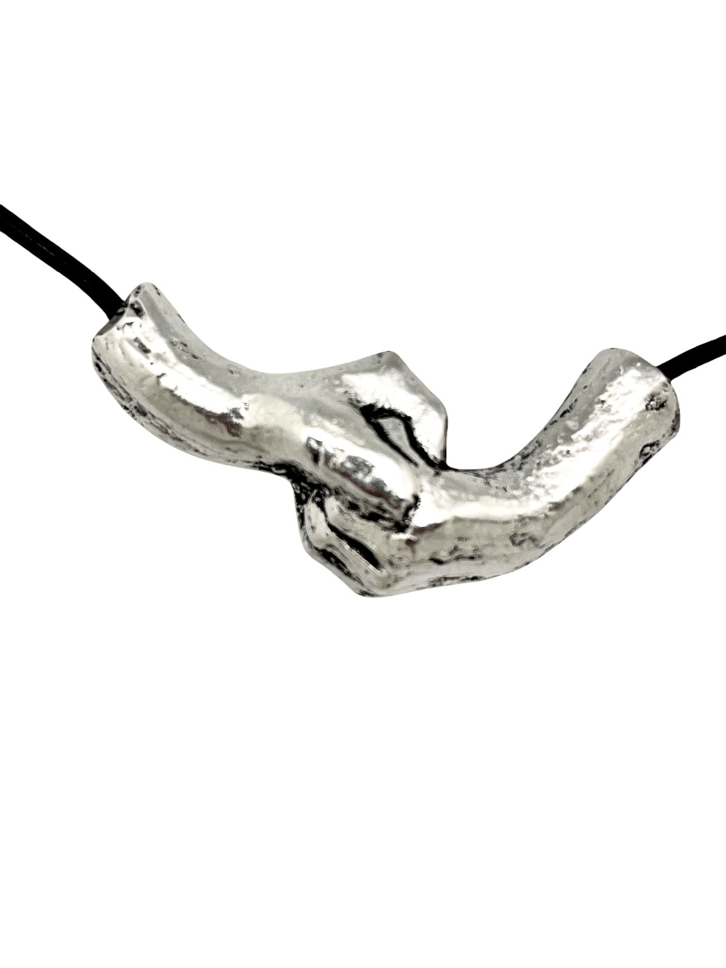 Collar unión plata 925 10µ y cuero negro