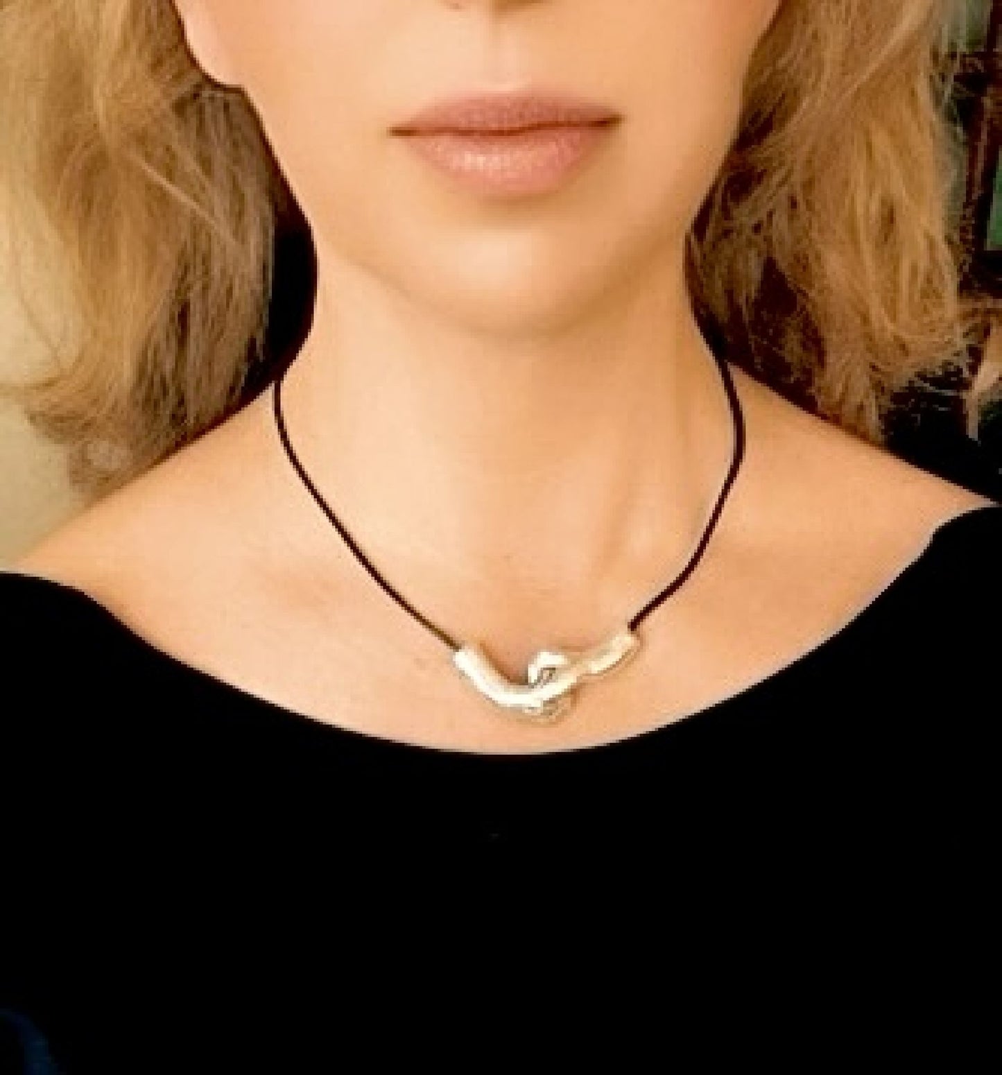 Collar unión plata 925 10µ y cuero negro