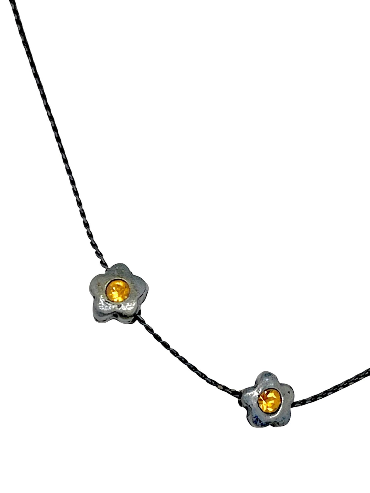 Collar 3 flores mini plata gun cristal Sw