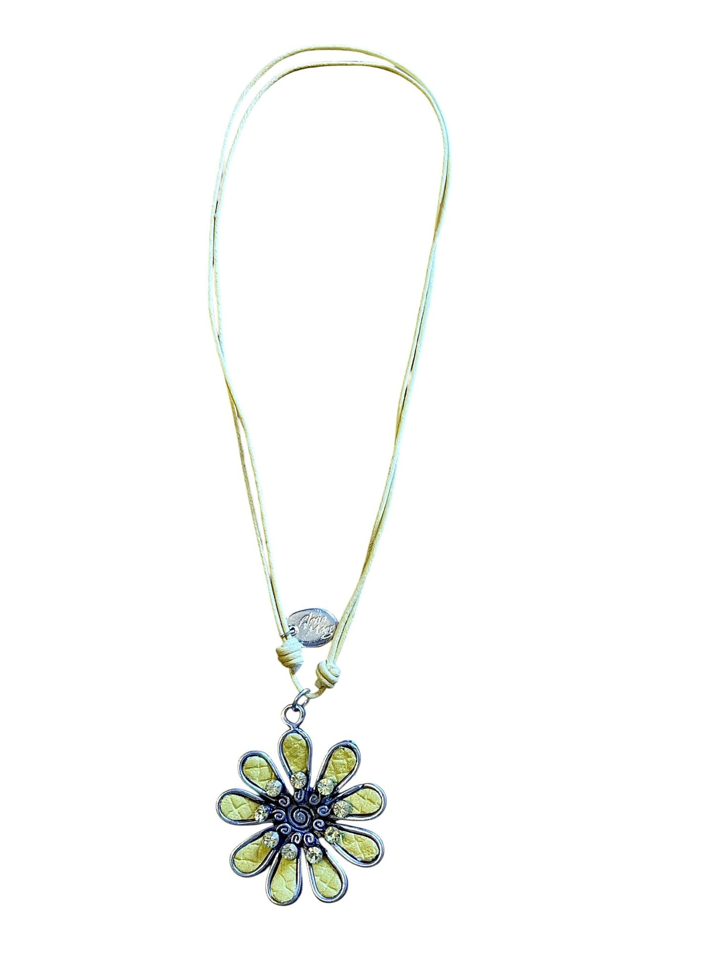 Collar largo margarita color con cristal de Sw Amarillo