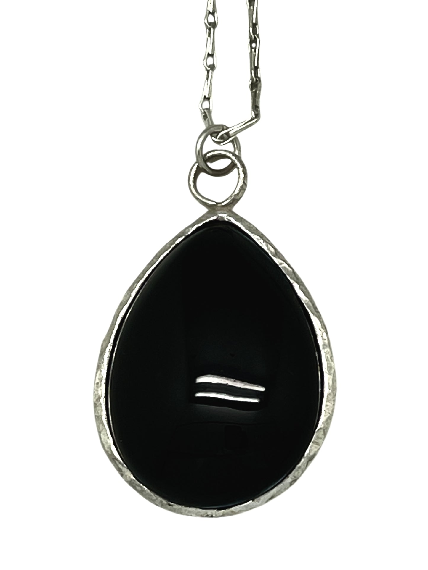 Collar largo Tears for Me en plata 10µ y cristal negro