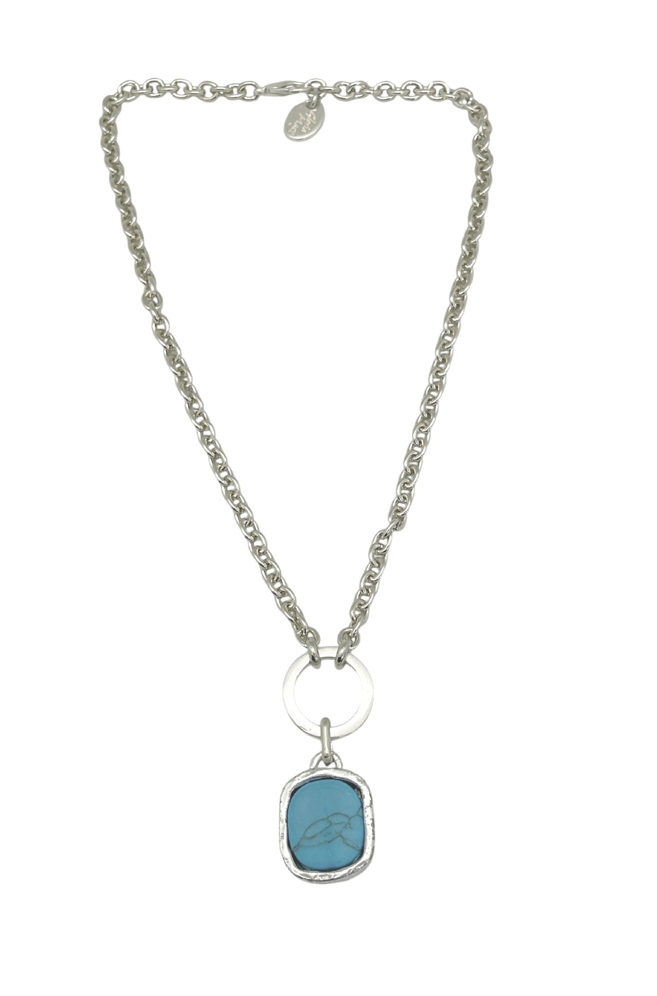 Collar turquesa colgante en plata chapado 10µ