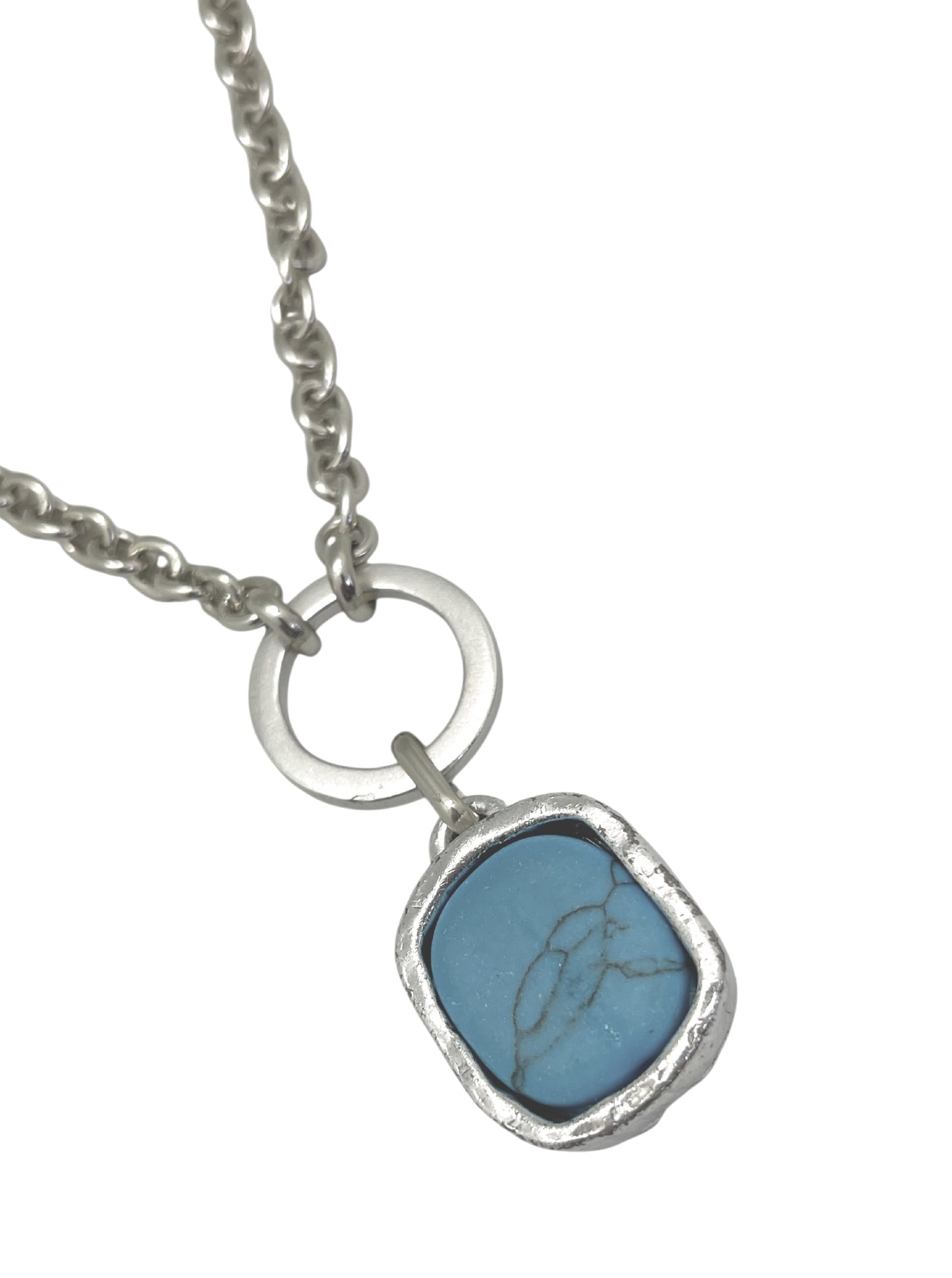 Collar turquesa colgante en plata chapado 10µ