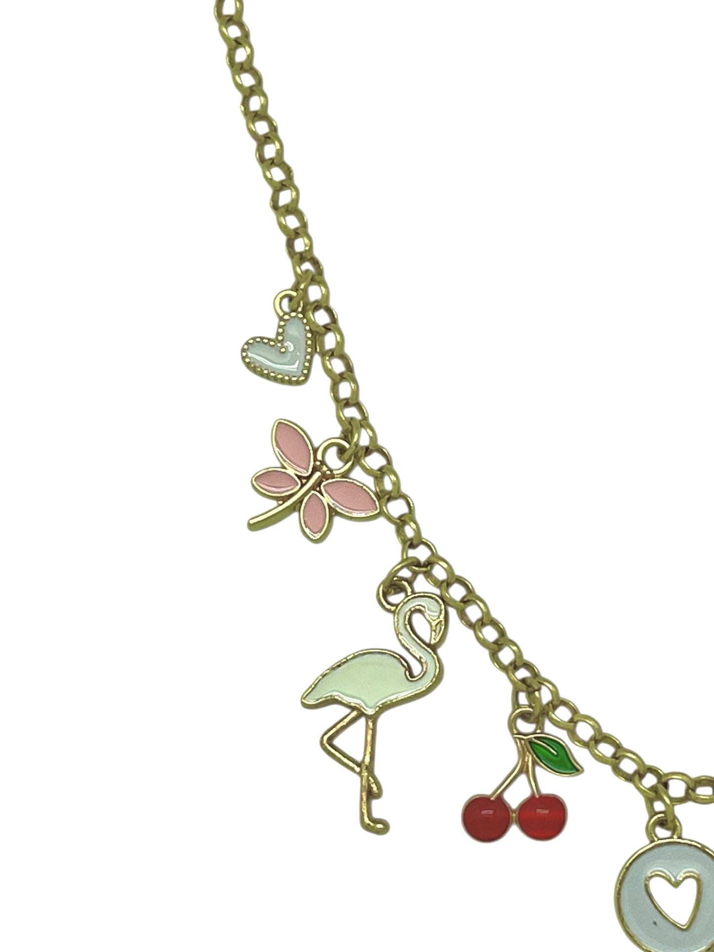 Collar multicharms colores tendencia en latón dorado