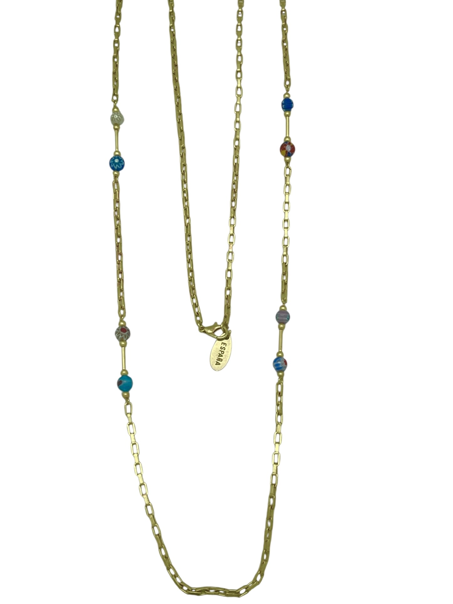Collar largo multicolor Talisman de Luz en cristal y dorado