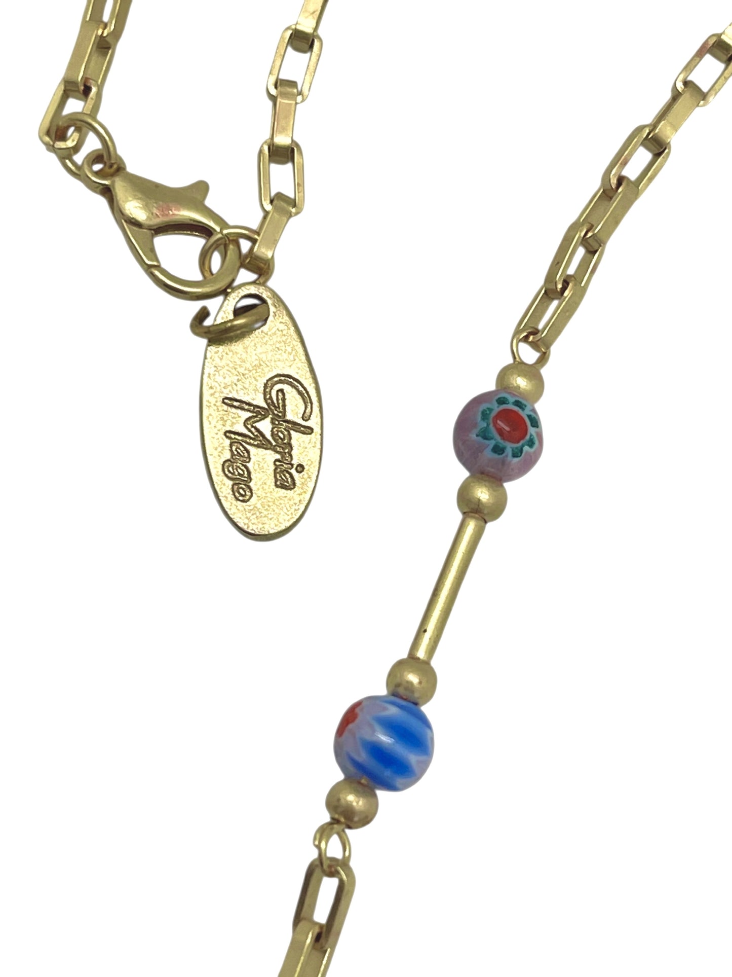 Collar largo multicolor Talisman de Luz en cristal y dorado