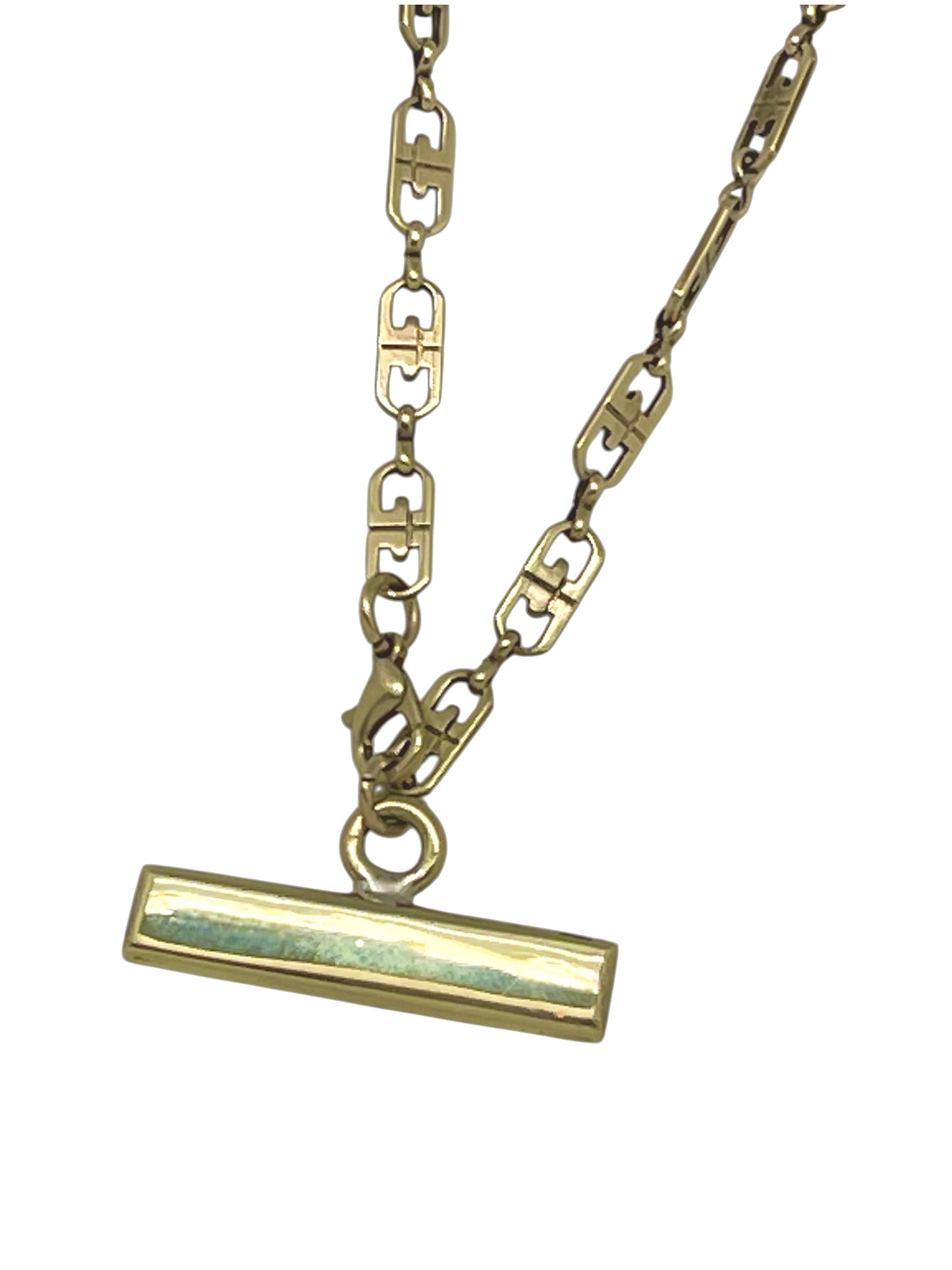 Collar Barra cadena latón chapado dorado
