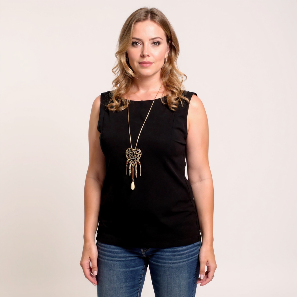 Collar largo Corazón Pendant perlas y cristal plata 10µ